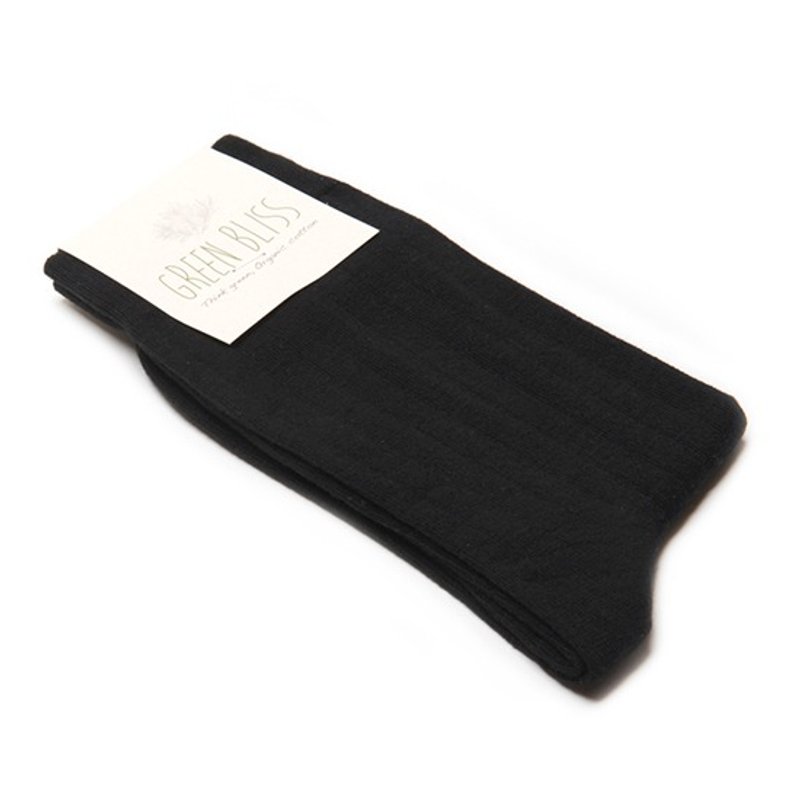 GREEN BLISS organic cotton socks - [plain embossed] Seoul Dawn-sky Black sky in black stockings (male / female) - ถุงเท้า - ผ้าฝ้าย/ผ้าลินิน สีดำ