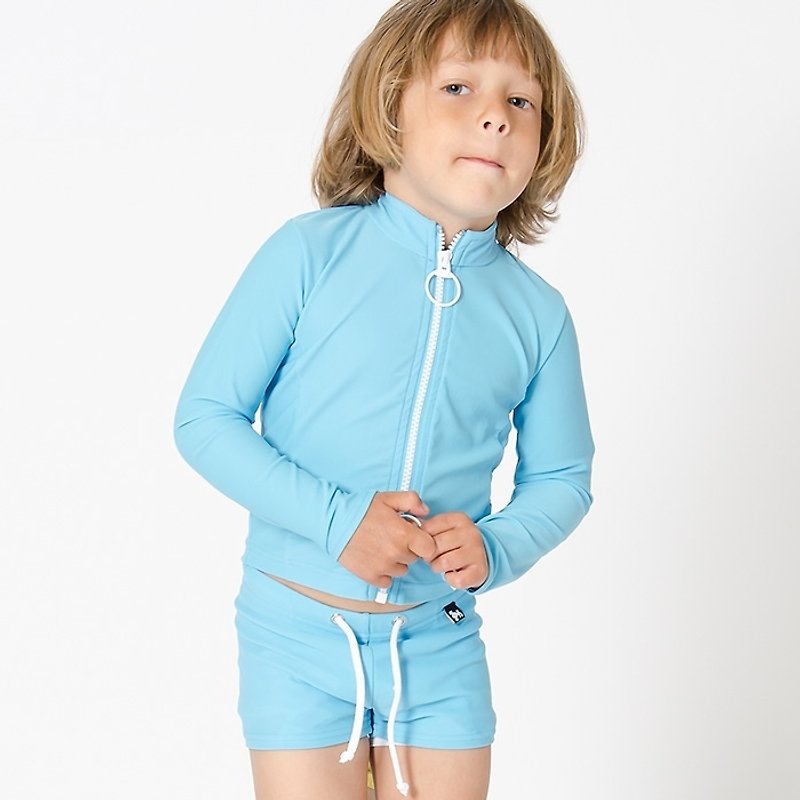 【北歐童裝】瑞典兒童長袖泳衣2歲至4歲 天空藍 - 嬰兒/兒童泳衣 - 防水材質 藍色
