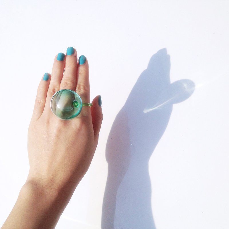 Two-tone glass ring green-blue - General Rings - Glass Green