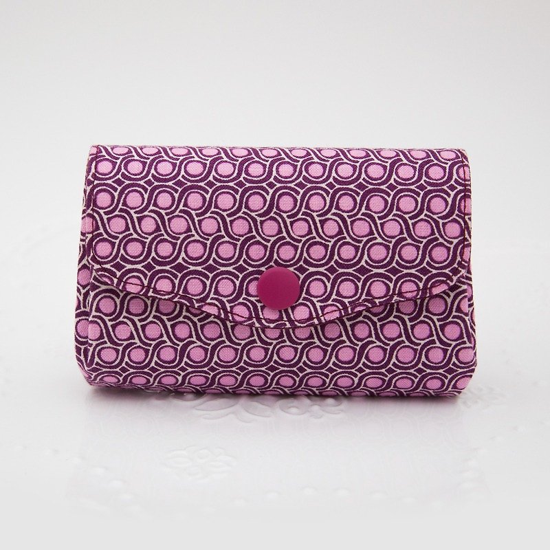 典雅美型三層小物收納零錢包-紫紅麻花 - 散紙包 - 棉．麻 紫色