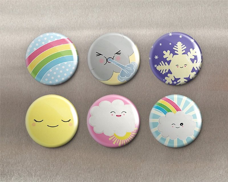 Weather and Meteorology-Magnet (6pcs)/Badge (6pcs)/Birthday Gift【Special U Design】 - Magnets - Other Metals 
