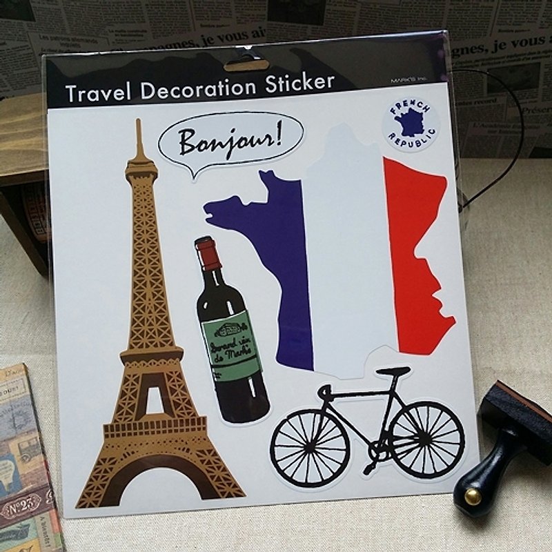 日本 Marks 旅行裝飾貼紙【日安巴黎 (STK-TD1-J)】行李箱裝飾 - 貼紙 - 其他材質 多色