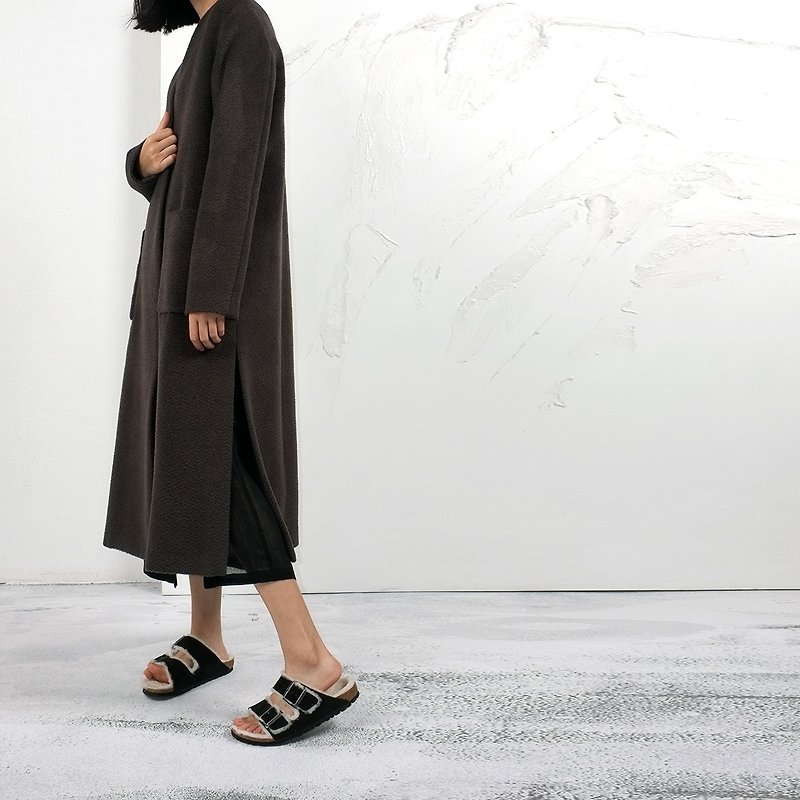 アップル/ GAOGUOオリジナルデザイナー女性のブランド2015ウールアルパカロングコートコート - ジャケット - その他の素材 グレー