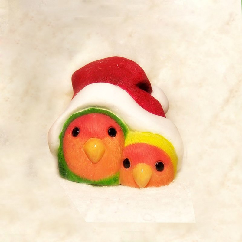 Christmas pudgy series -Christmas Lovebird Parrot - ของวางตกแต่ง - พลาสติก หลากหลายสี