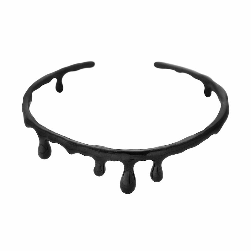 Water Drop Black blood Bangle in brass and enamel color ,Rocker jewelry ,Skull jewelry,Biker jewelry - 手鍊/手鐲 - 其他金屬 