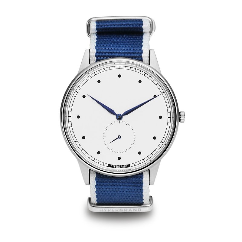 HYPERGRAND - 小秒針系列 -  銀白錶盤藍斜紋 手錶 - 男錶/中性錶 - 其他材質 藍色