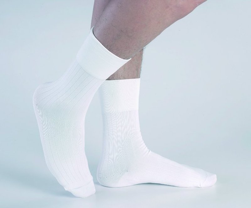 寬口無痕 防臭紳士襪 白 聖誕節交換禮物 - 紳士襪 - 聚酯纖維 白色