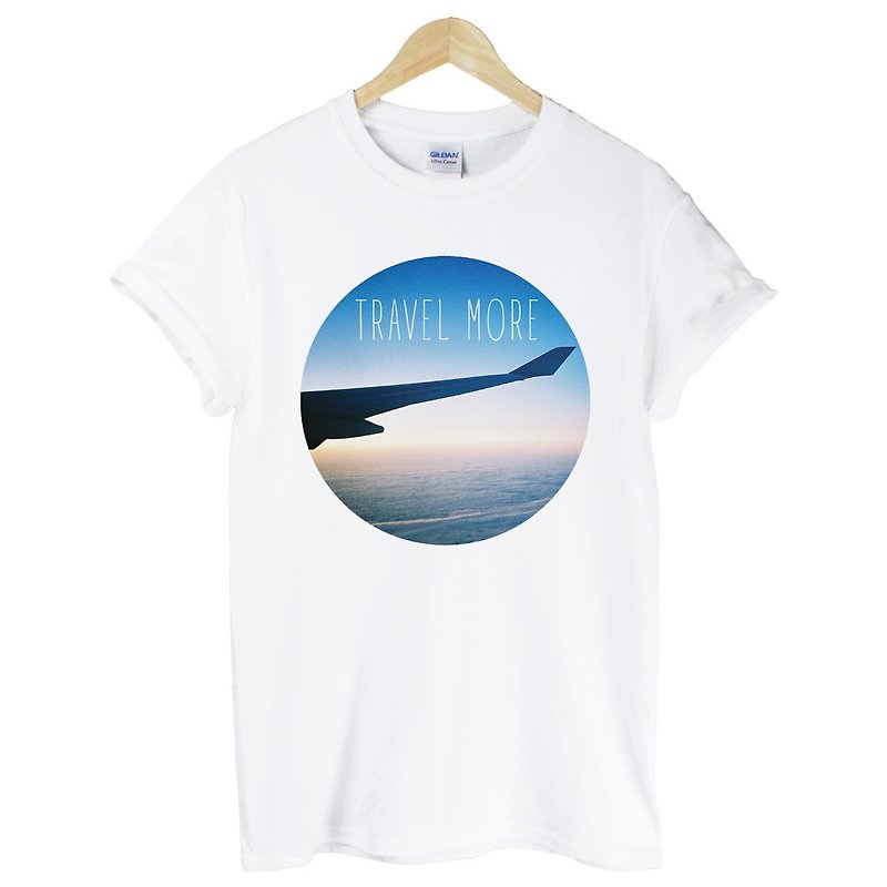 TRAVEL MORE 短袖T恤 白色 旅行攝影照片LOMO文青設計自創品牌 - 男 T 恤 - 棉．麻 白色