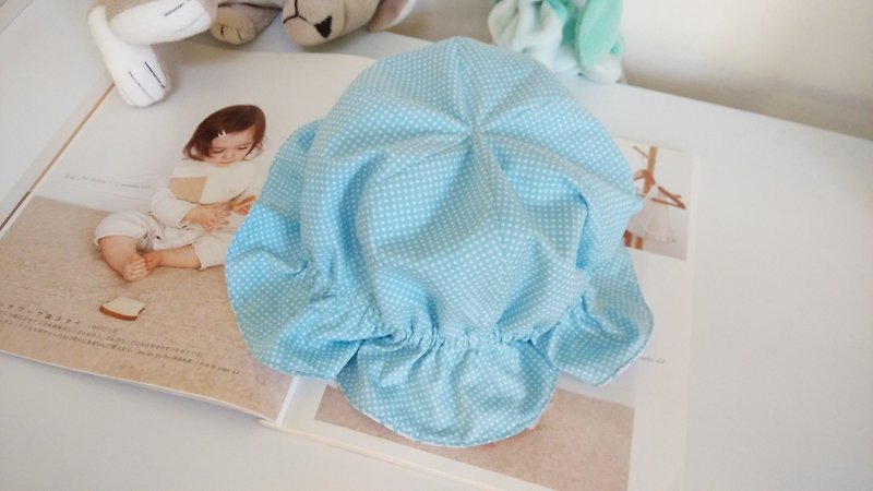 花型嬰兒帽 寶寶帽 荷葉邊帽 - 口水肩/圍兜 - 其他材質 藍色