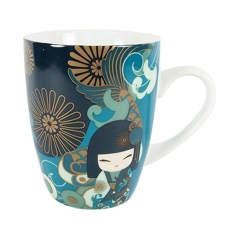 馬克杯-Yoshiko 幸福喜悅【Kimmidoll 杯類-馬克杯】 - 咖啡杯/馬克杯 - 其他材質 藍色