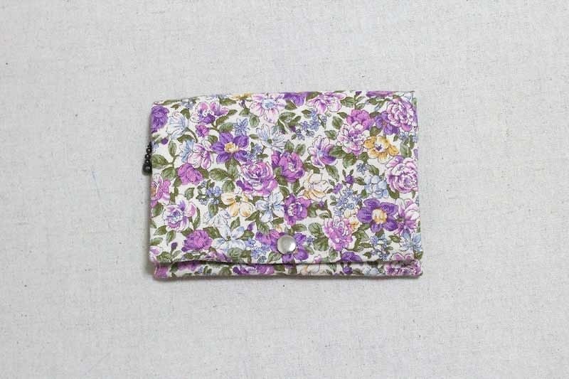 Multilevel purse - purple flowers - Coin Purses - Other Materials Purple