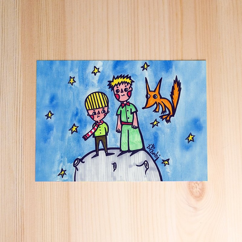 Bambi tipsy postcard spot and Child with the little prince - การ์ด/โปสการ์ด - กระดาษ สีน้ำเงิน