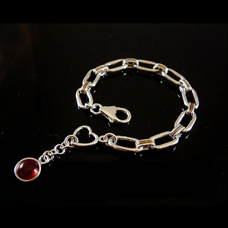 Tourmaline Love Bracelet-Personalized two-tone wide version Silver bracelet - Bracelets - Other Metals 