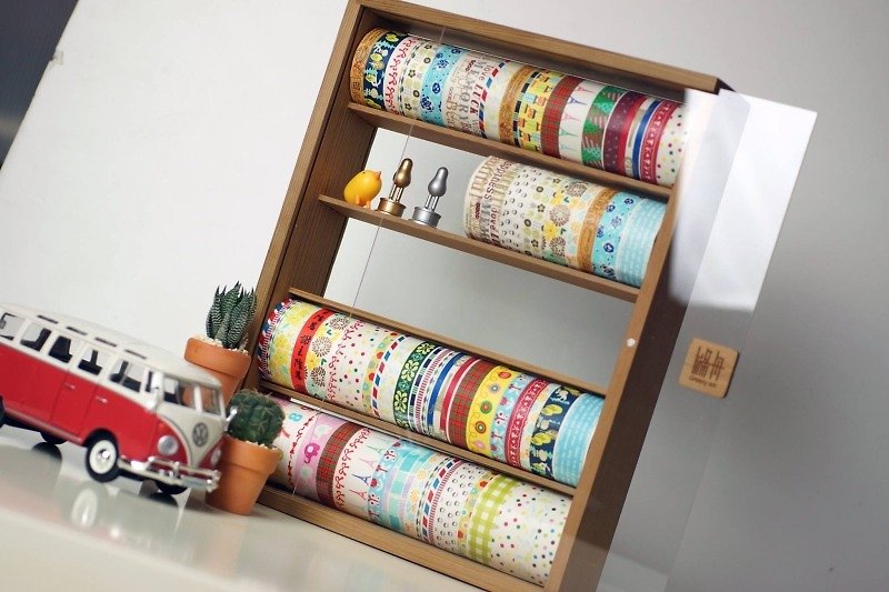 Log paper tape storage box with hidden color special order-customer specified - มาสกิ้งเทป - ไม้ สีนำ้ตาล