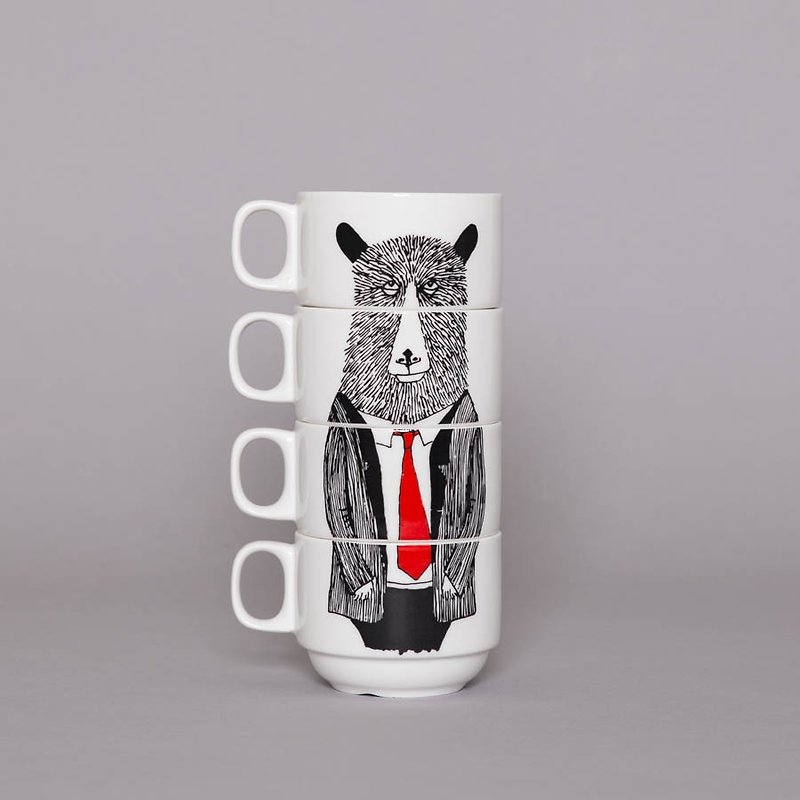 Mr. Bear 咖啡杯組 | Jimbobart - 咖啡杯 - 瓷 白色