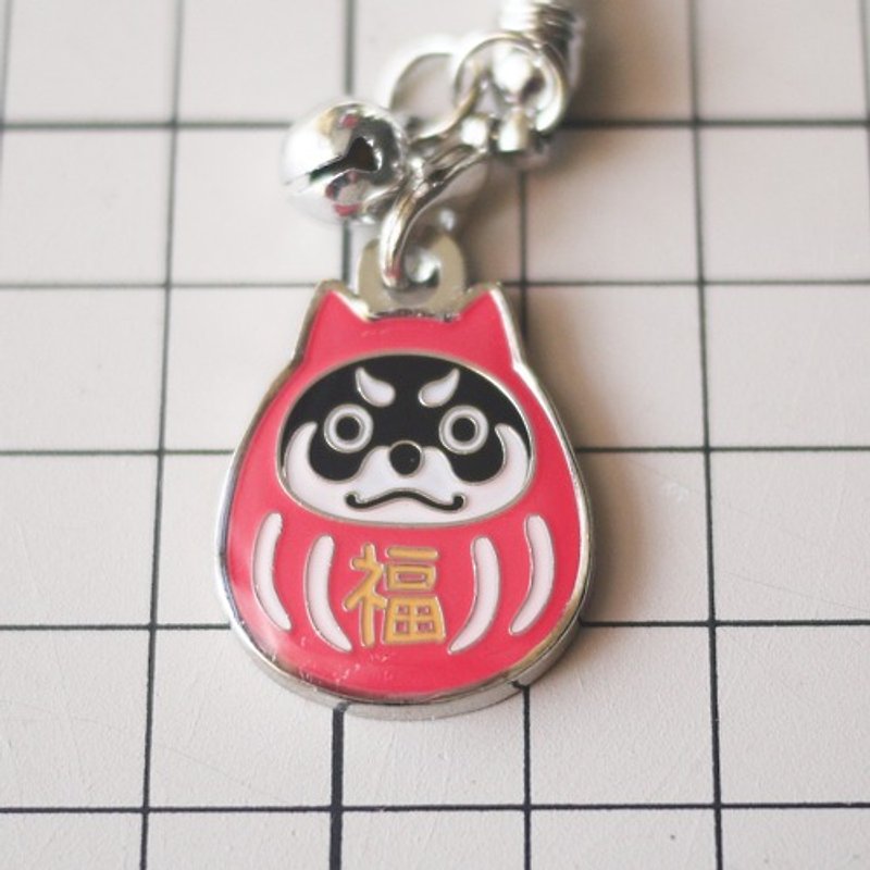 [Warehouse house] Dharma Shiba black wood metal accessories phone pendant strap - Keychains - Other Metals Red