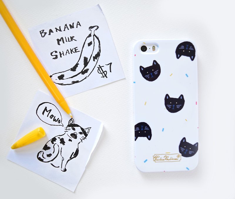 孟買貓 iPhone HTC手機殼 客製型號 刻字 Sony Samsung保護套 繽紛 貓咪手機殼 寵物手機殼 可愛動物 插畫 質感 交換禮物 生日禮物   - 手機殼/手機套 - 塑膠 白色