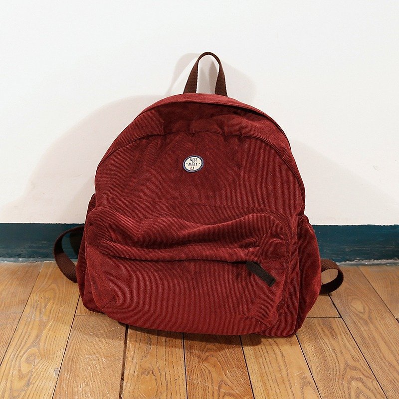 ntmy. mini corduroy backpack backpack - กระเป๋าเป้สะพายหลัง - วัสดุอื่นๆ สีแดง