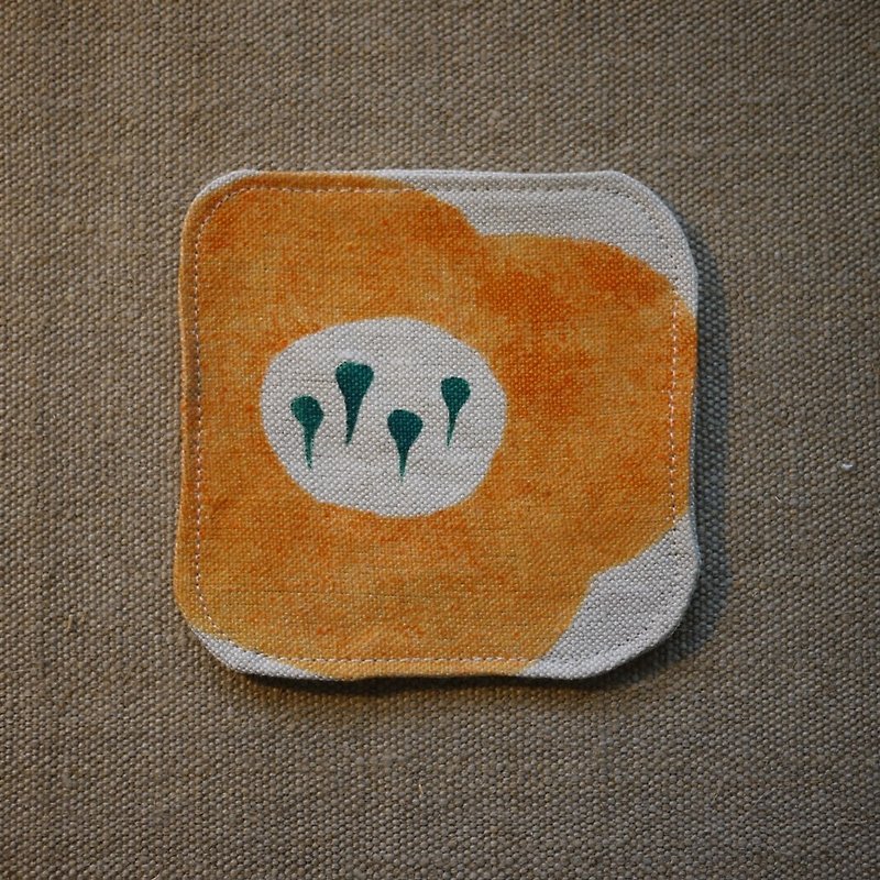 Moshimoshi | burlap coaster - pumpkin flower - ที่รองแก้ว - ผ้าฝ้าย/ผ้าลินิน 