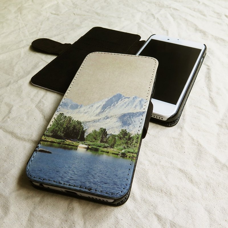 Mountain and Lake - Designer,iPhone Wallet,Pattern iPhone wallet - Phone Cases - Other Materials Blue