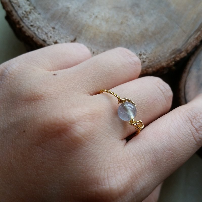 Please provide ring size when order - Gold -plated / silverplated ring with flourite new gilt light blue Stone Ring - อื่นๆ - เครื่องเพชรพลอย สีน้ำเงิน