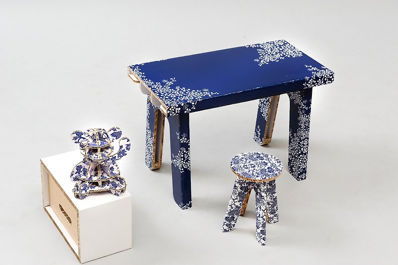 [Blue] blue dye blue and white small square tables Columns furniture - Kids' Furniture - Paper 