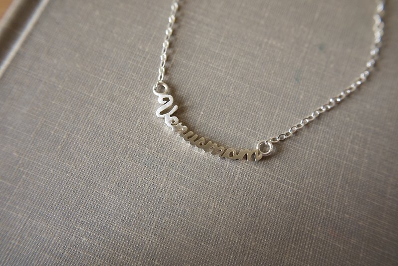 Engraving Silver Necklace - Necklaces - Other Materials Silver