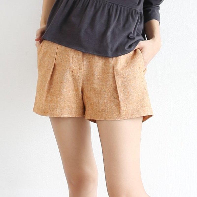 Simple crimping lightweight woolen shorts - Orange - Other - Other Materials Orange