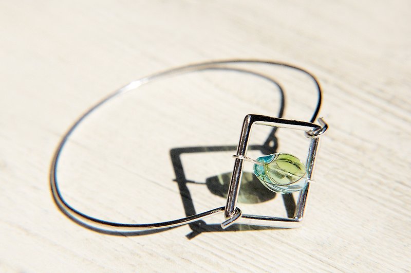 Valentine's Day Gift / Minimalist / British Geometric Color Gradient Glass Ball Silver Bracelet / Bracelet-Green Forest - Bracelets - Glass Multicolor