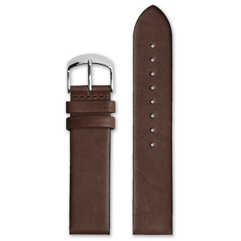 HYPERGRAND Leather Strap - 20mm - Brown Calfskin (Silver Buckle) - สายนาฬิกา - หนังแท้ สีนำ้ตาล