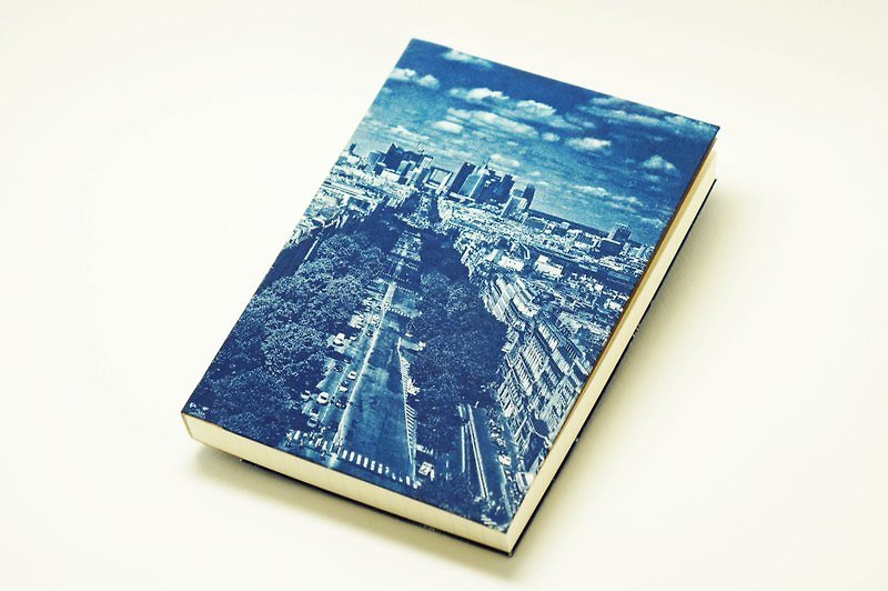 Handmade blue sun notebook-New Arc de Triomphe - Notebooks & Journals - Paper Blue