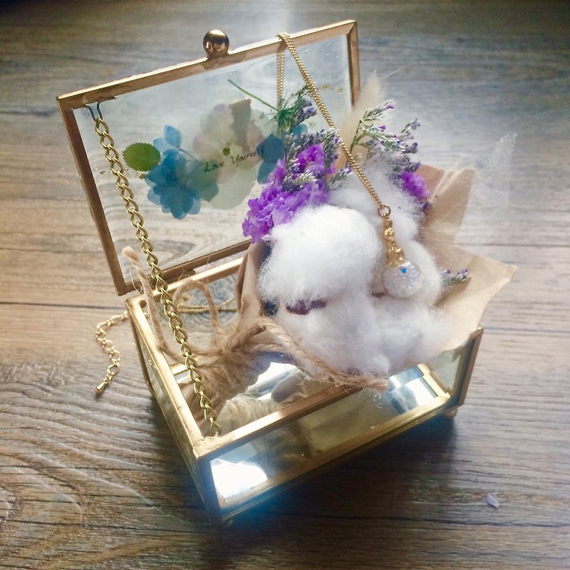 Pressedflower with Handwriting Accessory Glass Box / Rabbit - Items for Display - Other Materials 