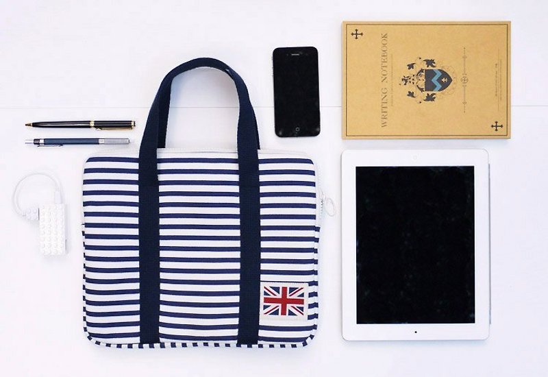 ultrahard 小旅行平板電腦包系列 - 小英倫 - 電腦包/筆電包 - 棉．麻 藍色