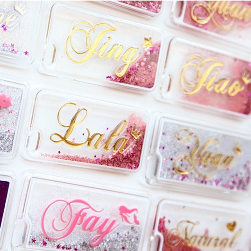 ♥TwinkleB｜客製化名字Bling Bling 流沙手機殼♥ - 手機殼/手機套 - 塑膠 多色