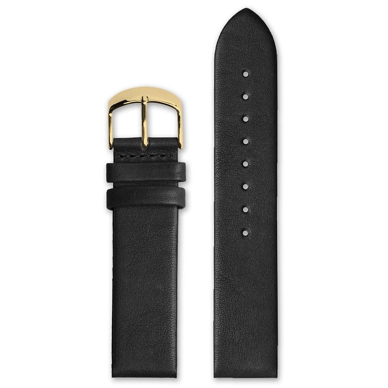 HYPERGRAND皮革錶帶 - 22mm - 黑色小牛皮(金釦) - 錶帶 - 真皮 黑色