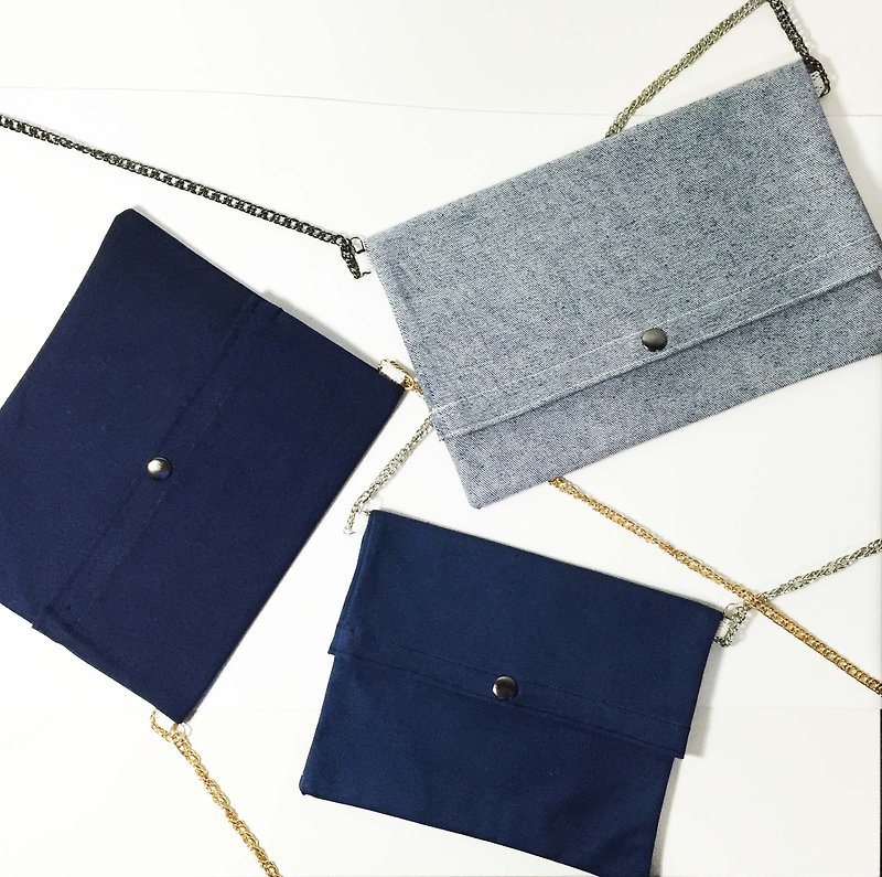 Wahr_all for blue  clutch / chain bag / shoulder bag/with chain - Clutch Bags - Other Materials Blue