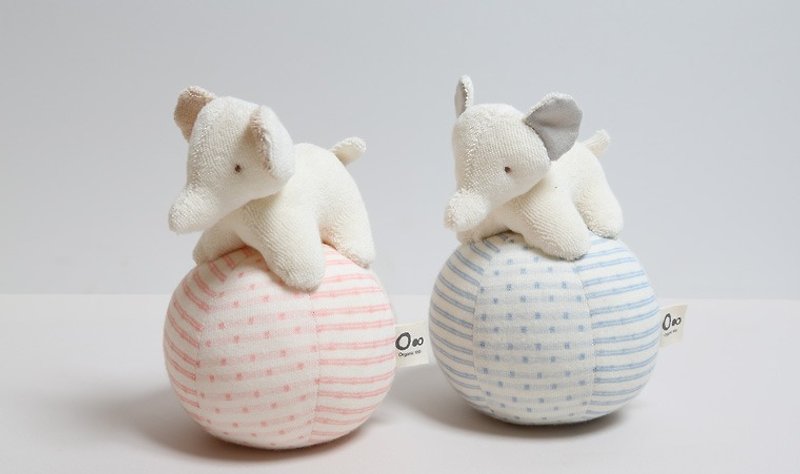 地球樹有機棉系列日本製 有機棉baby搖搖鈴玩具系列_大象與球(只有粉紅) - 嬰幼兒玩具/毛公仔 - 棉．麻 