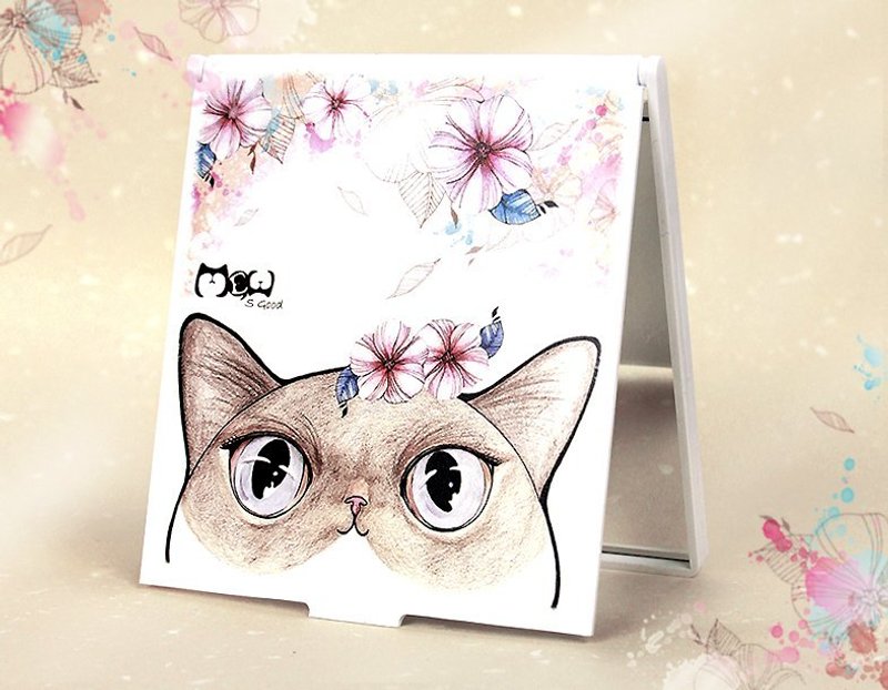 Flower Cat / hand-painted exquisite square Mirrors - อื่นๆ - พลาสติก 