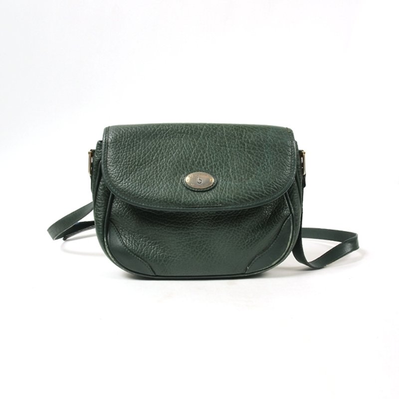│moderato│ detective British retro antique side dark green backpack │ gift forest retro. Girlfriend and unique. Art - กระเป๋าแมสเซนเจอร์ - หนังแท้ สีเขียว