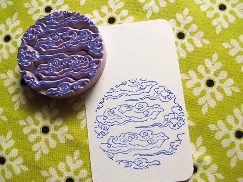 Apu handmade chapter Chinese ancient style round cloud stamp seal hand account stamp - ตราปั๊ม/สแตมป์/หมึก - ยาง 