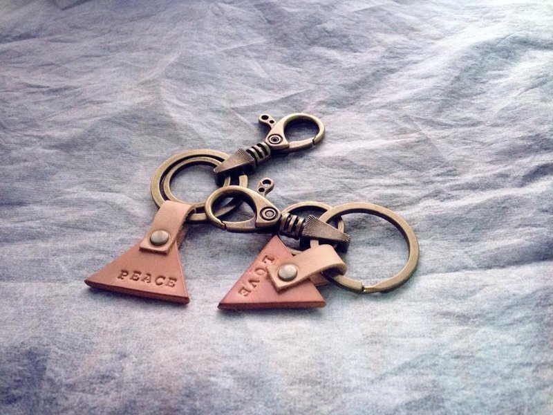 Satellite lover key ring one pair of free typing * _ currently only copper - ที่ห้อยกุญแจ - หนังแท้ สีเขียว