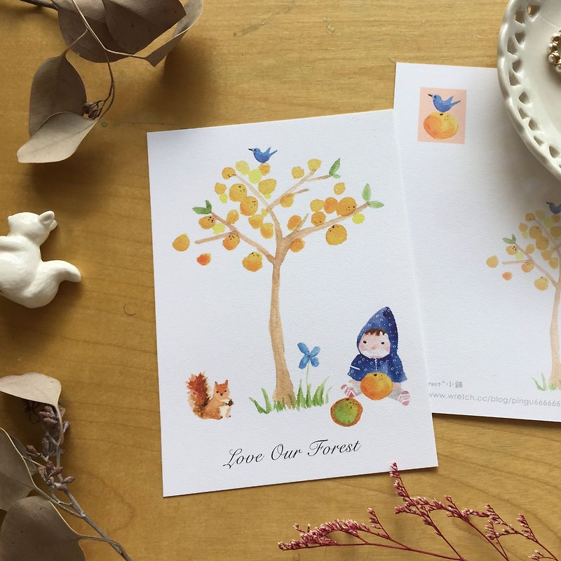 Zoe's forest orange tree postcard cs04 - การ์ด/โปสการ์ด - กระดาษ 