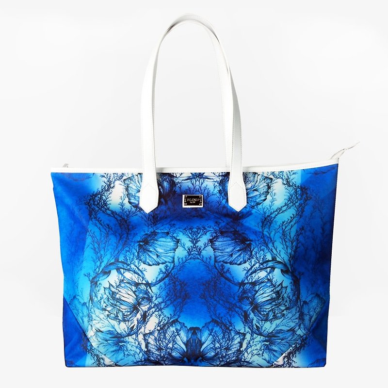 Hong Kong designer brand BLIND by JW Blue Ocean printing side of the backpack - Messenger Bags & Sling Bags - Other Materials Blue