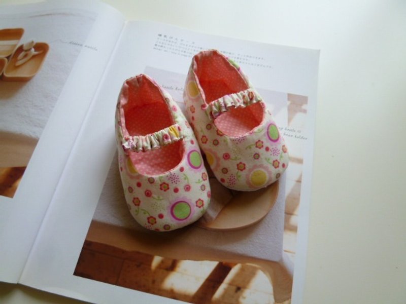 圈圈花嬰兒鞋 寶寶鞋 娃娃鞋 - 嬰兒鞋/學步鞋 - 棉．麻 粉紅色