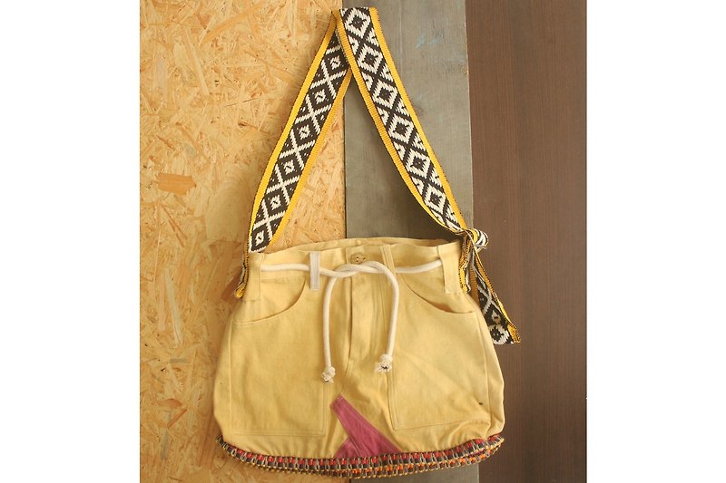 Original Eco-Brand : EARTH.er :: Yellow Natural Dyed Big Skirt Bag - Messenger Bags & Sling Bags - Other Materials Yellow