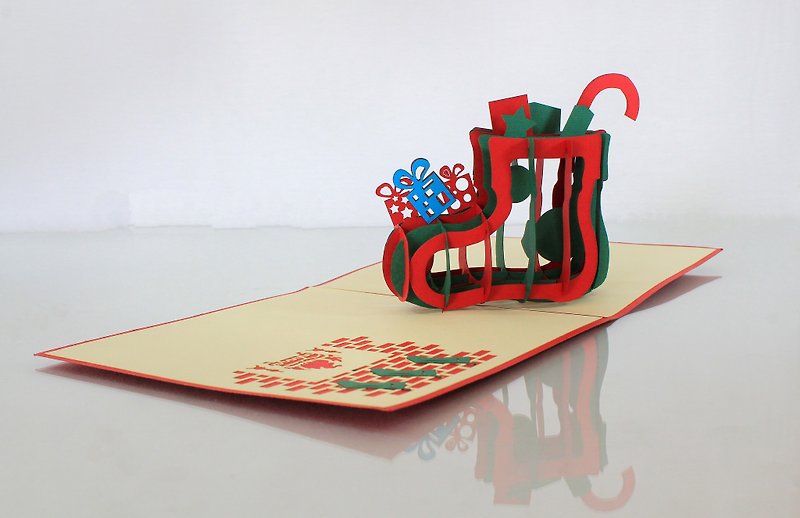 3D stereoscopic cards Christmas stockings - Cards & Postcards - Paper Red