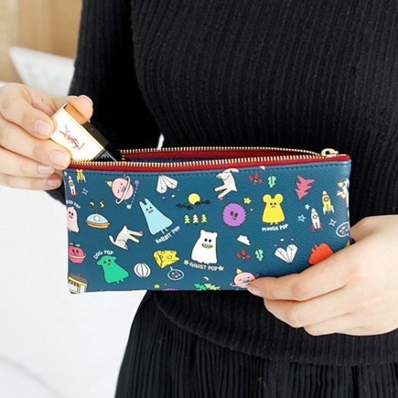 Dessin x GMZ- mischievous ghost joy 000 packets S- navy blue, GMZ00984 - Pencil Cases - Waterproof Material Blue