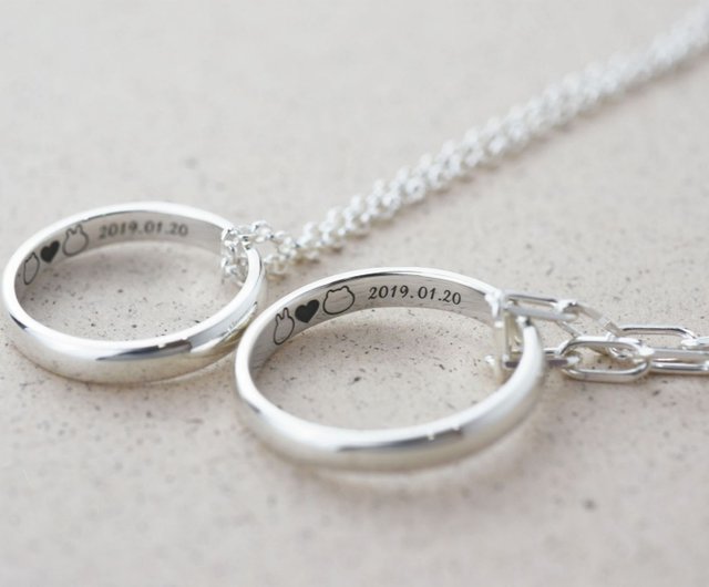 Customize】Simple ring necklace (custom-made engraved ring