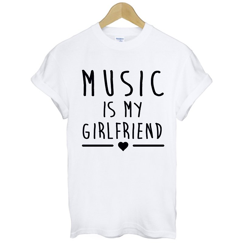 MUSIC IS MY GIRLFRIEND Short Sleeve T-Shirt-2 Color Music is My Girlfriend Wen Qing Art Design Fashionable Text Fashion - เสื้อยืดผู้ชาย - วัสดุอื่นๆ หลากหลายสี