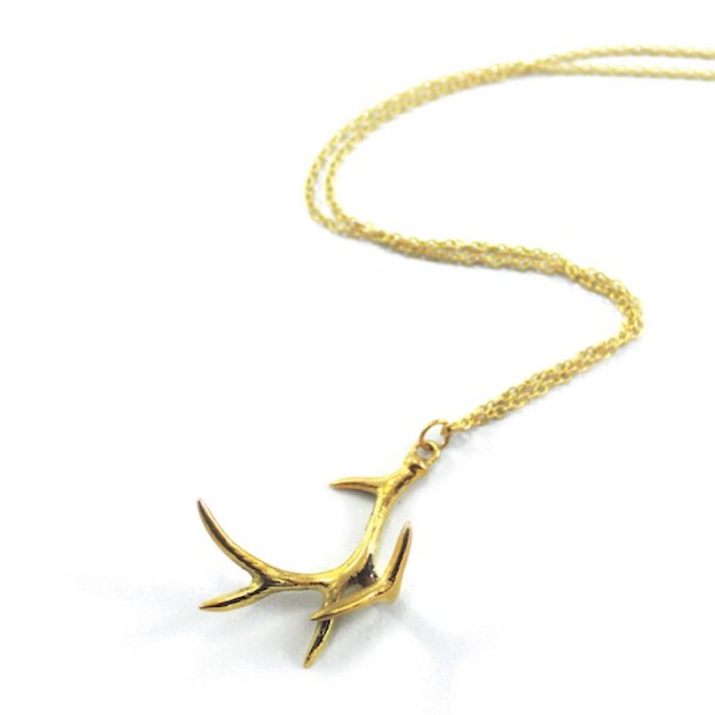 Stag horn pendant in brass ,Rocker jewelry ,Skull jewelry,Biker jewelry - 項鍊 - 其他金屬 